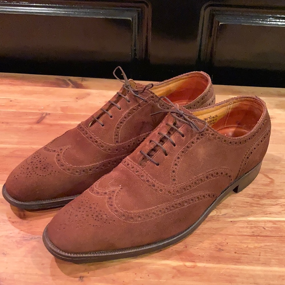 Men’s 12.5 D Vintage Trafalgar (Hand made in England) Brown Suede Wingtip